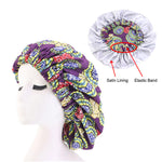 Load image into Gallery viewer, Satin lined Ankara Bonnet - Purple
