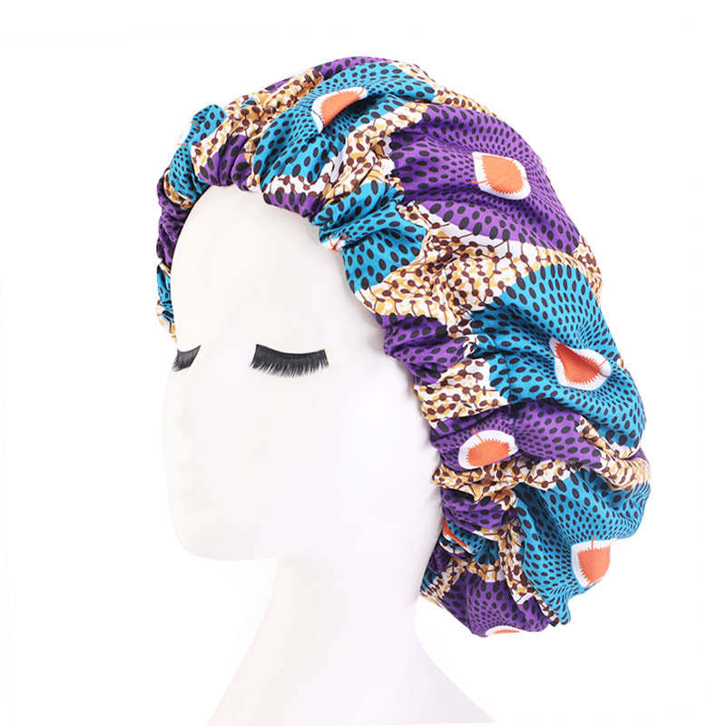 Satin lined Ankara Bonnet - Teal