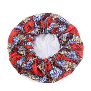 Satin lined Ankara Bonnet - Red