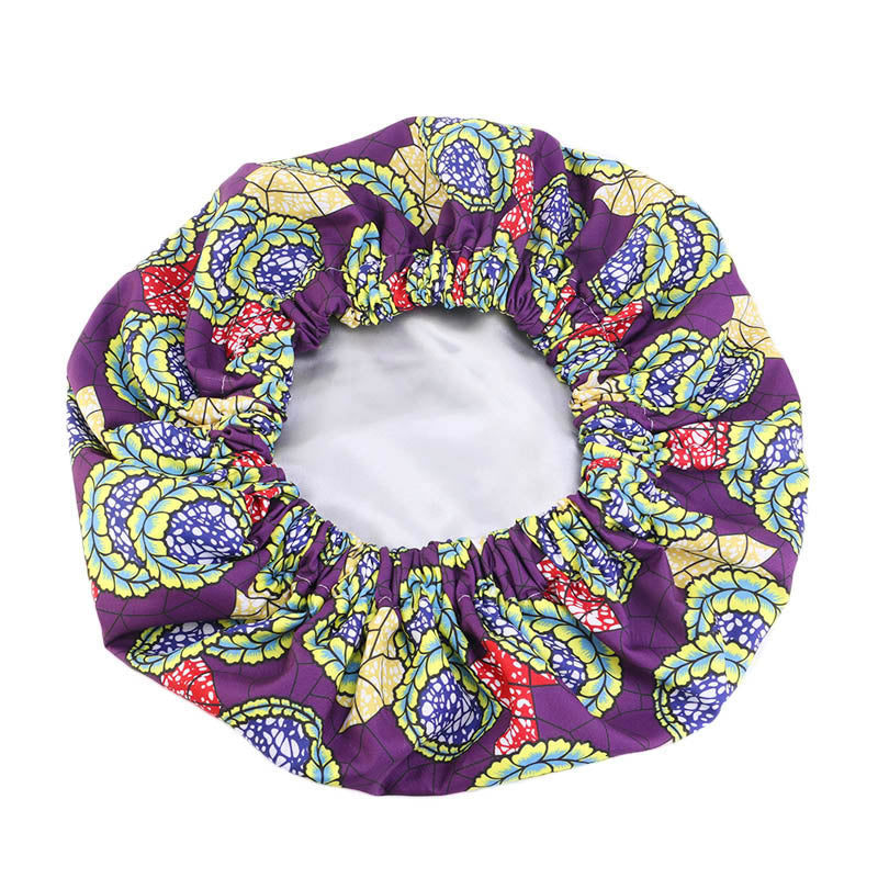 Satin lined Ankara Bonnet - Purple