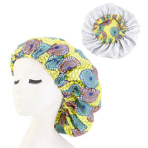 Satin lined Ankara Bonnet - Yellow