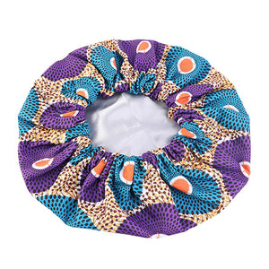 Satin lined Ankara Bonnet - Teal